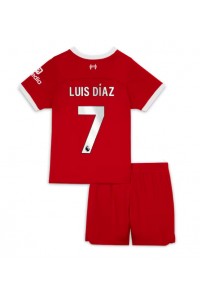 Liverpool Luis Diaz #7 Jalkapallovaatteet Lasten Kotipeliasu 2023-24 Lyhythihainen (+ Lyhyet housut)